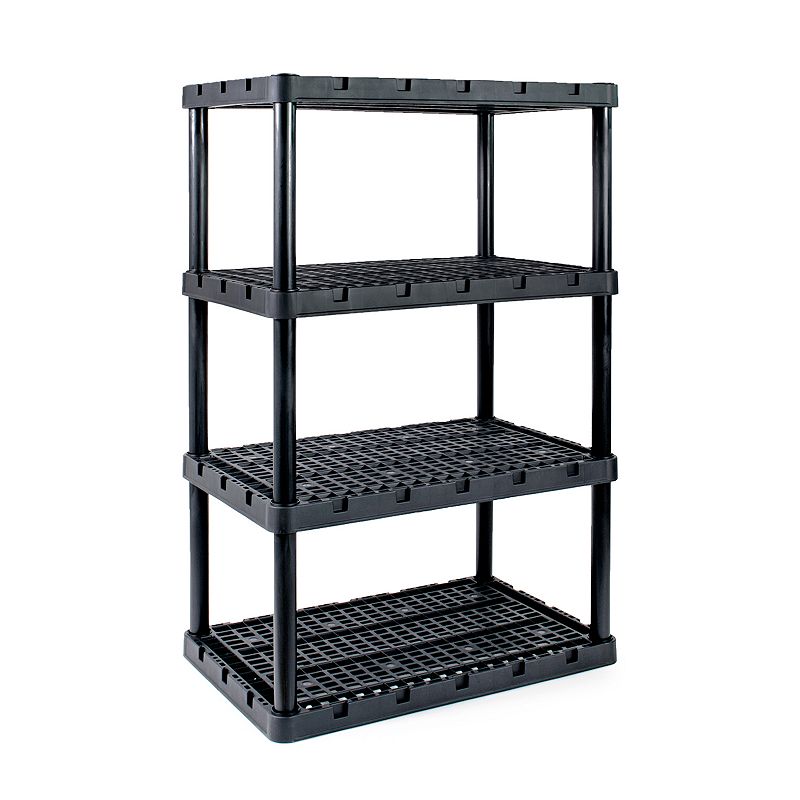 Gracious Living 4 Shelf Knect-A-Shelf Ventilated Light Duty Storage Unit， Black