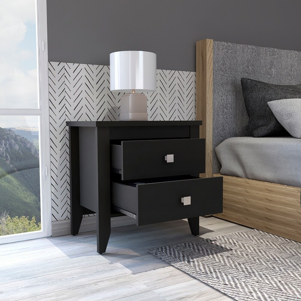 FM Furniture Breeze Four Legged Modern Bedroom Nightstand  with Two Drawers