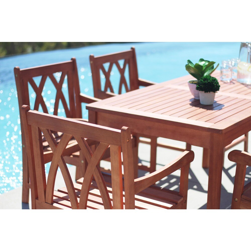 Surfside Eco friendly 5 piece Outdoor Hardwood Dining Set with Rectangle Table and Arm Chairs by Havenside Home