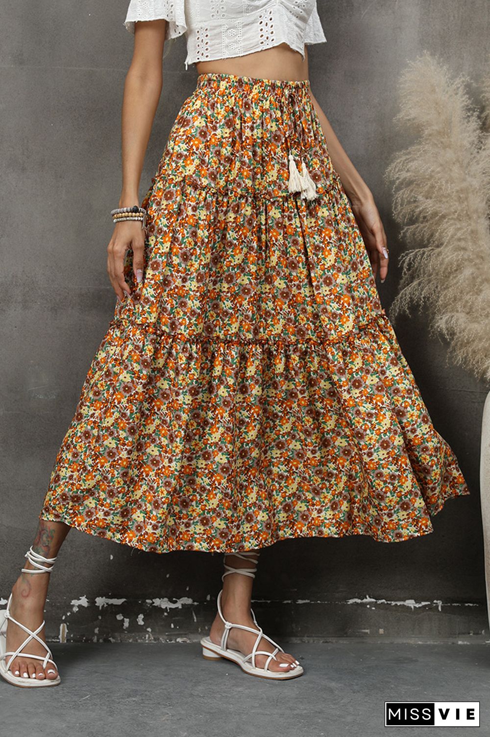 High Waist Tiered FLoral Skirt Dress