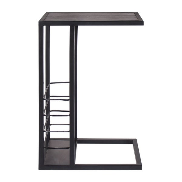 Edwin Contemporary Accent C Table in Iron and Acacia