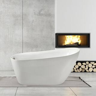 Streamline 67 in. Acrylic Flatbottom Non-Whirlpool Bathtub in Glossy White with Brushed Nickel Drain and Overflow Cover N281BNK