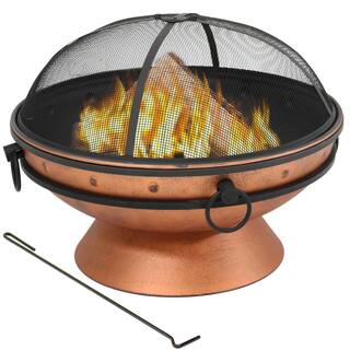 Sunnydaze Decor 30 in. Copper Royal Cauldron Fire Pit with Handles and Spark Screen NB-FFP30-Copper