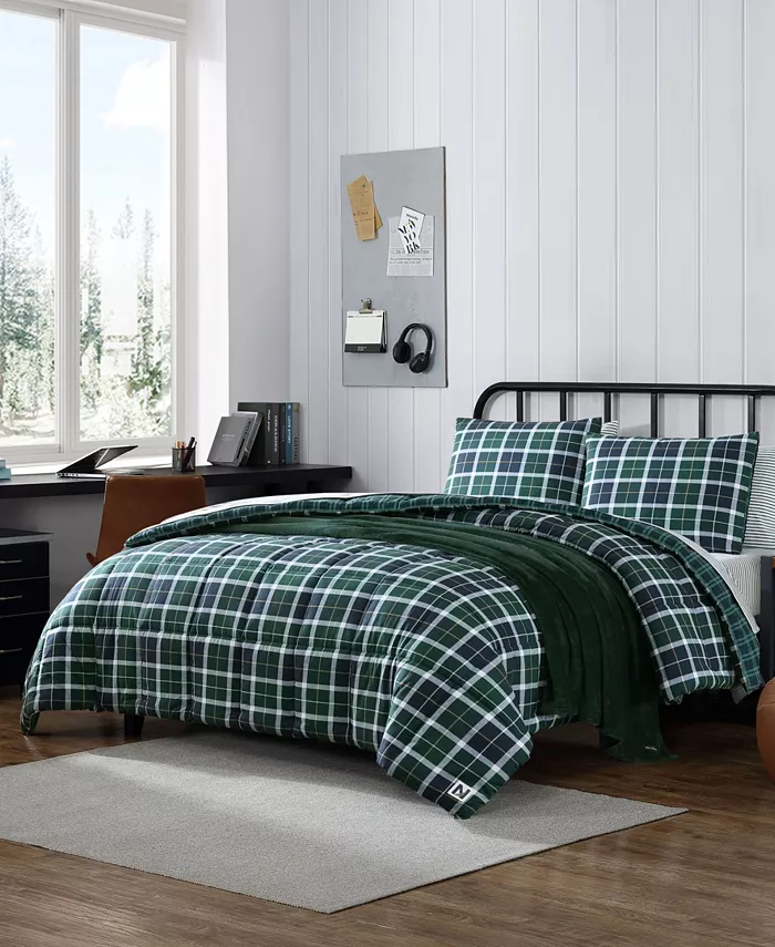 Nautica North Sail Plaid Brushed Microfiber 2 Piece Duvet Cover Set， Twin