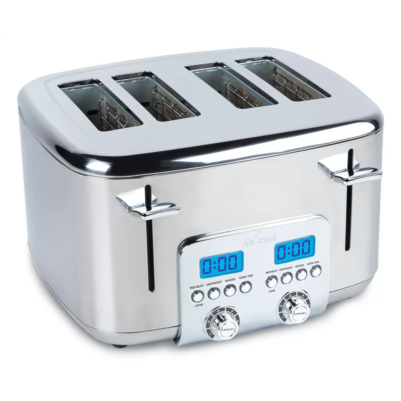 All-Clad TJ824D51 Stainless Steel Digital Toaster with Extra Wide Slot， 4-Slice， Silver