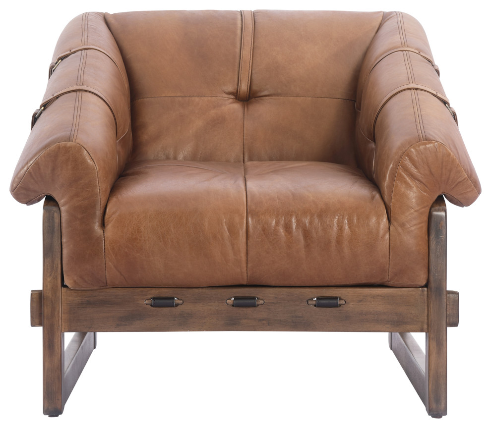 Bellos Accent Chair Open Road Brown Leather   Contemporary   Armchairs And Accent Chairs   by Moe  x27s Home Collection  Houzz