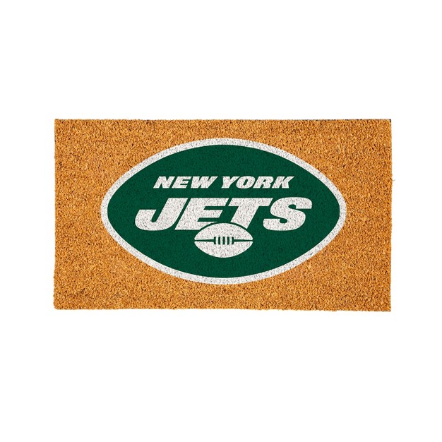 Evergreennflnew York Jets Logo Natural Coir 28 X 16 Inches Indoor Outdoor Doormat