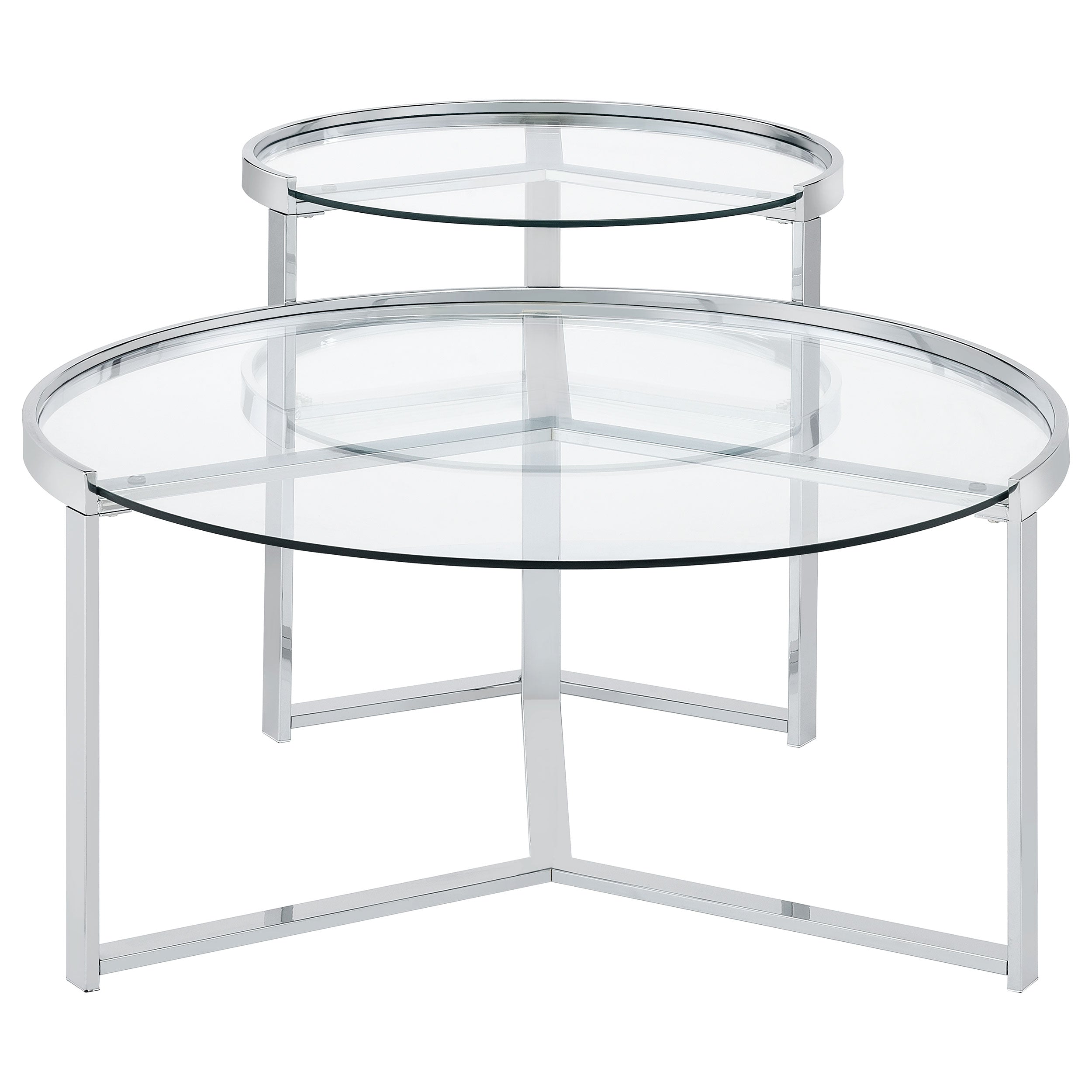 Delia 2-Piece Round Glass Top Nesting Coffee Table Clear And Chrome-708400