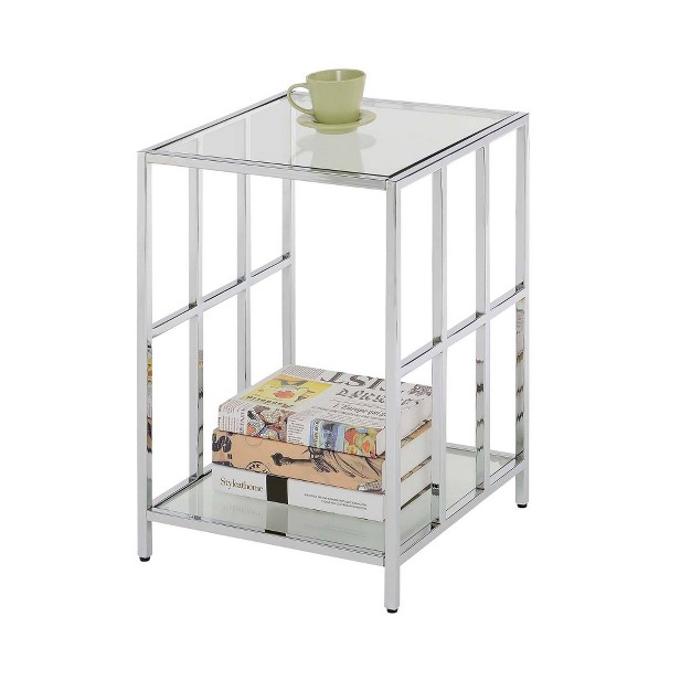 Mission Glass End Table Chrome Breighton Home