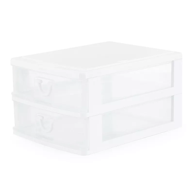 Gracious Living Mini 2 Drawer Desk and Office Organizers w/ Pull Handles (2 Pack)