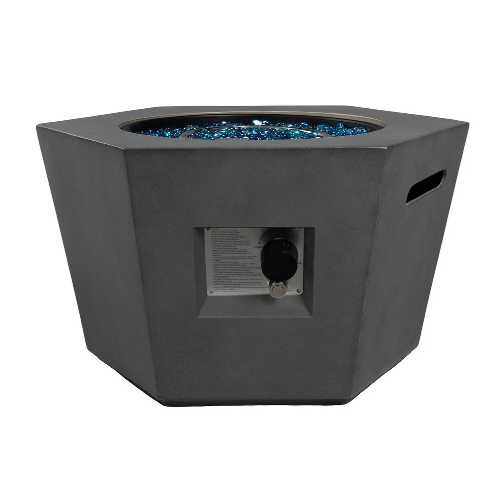 28 Inches Hexagonal 40000 BTU Hexagonal Concrete Propane Fire Pit Table