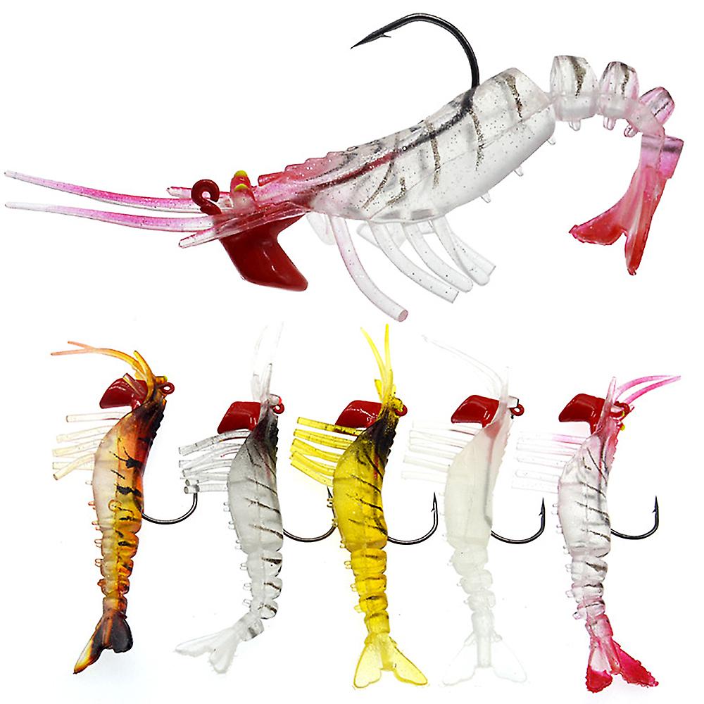 Soft Shrimp Fishing Lure Artificial Soft Shrimp Bait Lure Bait With Hook Clear and Pink