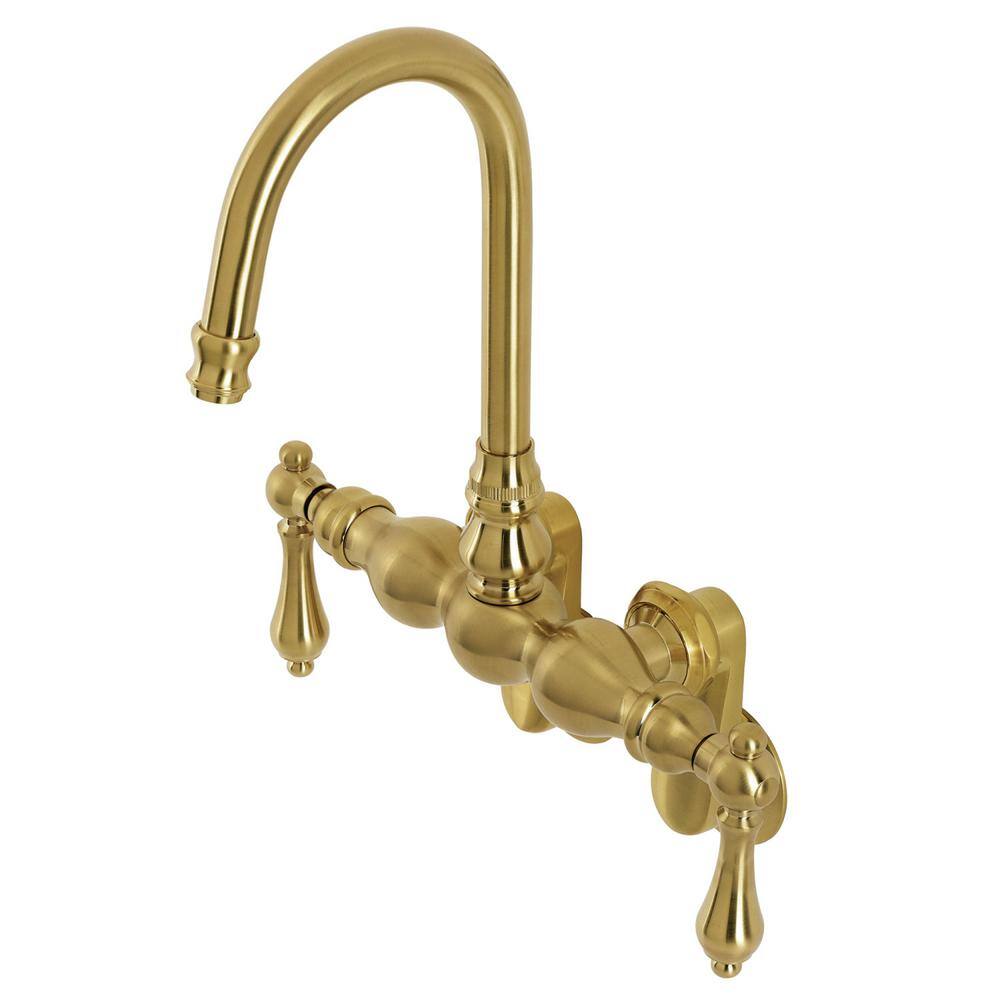 Kingston Brass Vintage 3-38 in. 2-Handle Wall Mount Claw Foot Tub Faucet in Matte Black HAE39T0