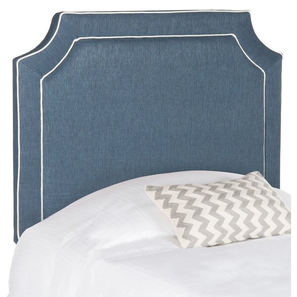 SAFAVIEH Dane Denim Blue/ White Piping Upholstered Headboard (Twin) - - 11081525