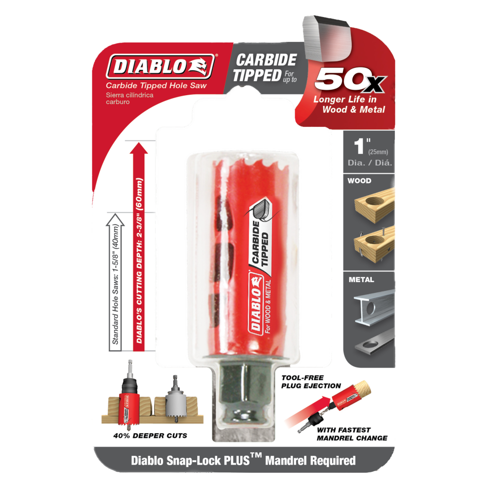 Diablo Tools 1 (25mm) Carbide-Tip Wood and Metal Holesaw ;