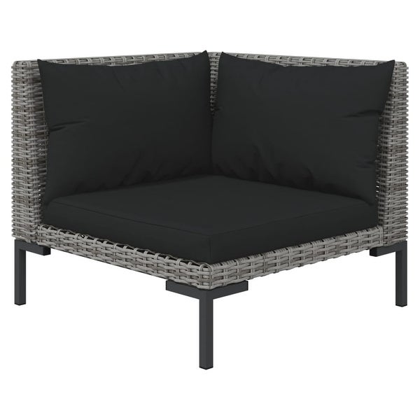 10 Piece Patio Lounge Set with Cushions Poly Rattan Dark Gray - Overstock - 36364953