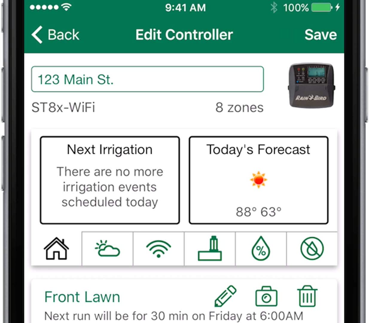 Rain Bird ST8O-2.0 WiFi Sprinkler Irrigation Timer， Gray