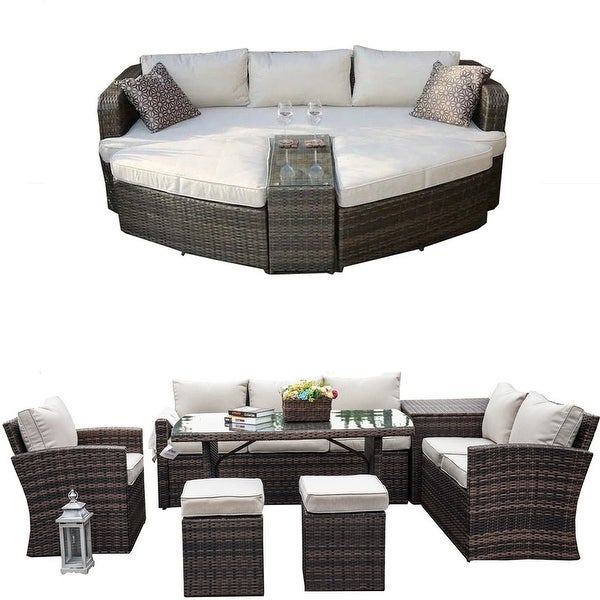 11-piece Patio Conversation Sofa Set and Daybed Set - Overstock - 35454732