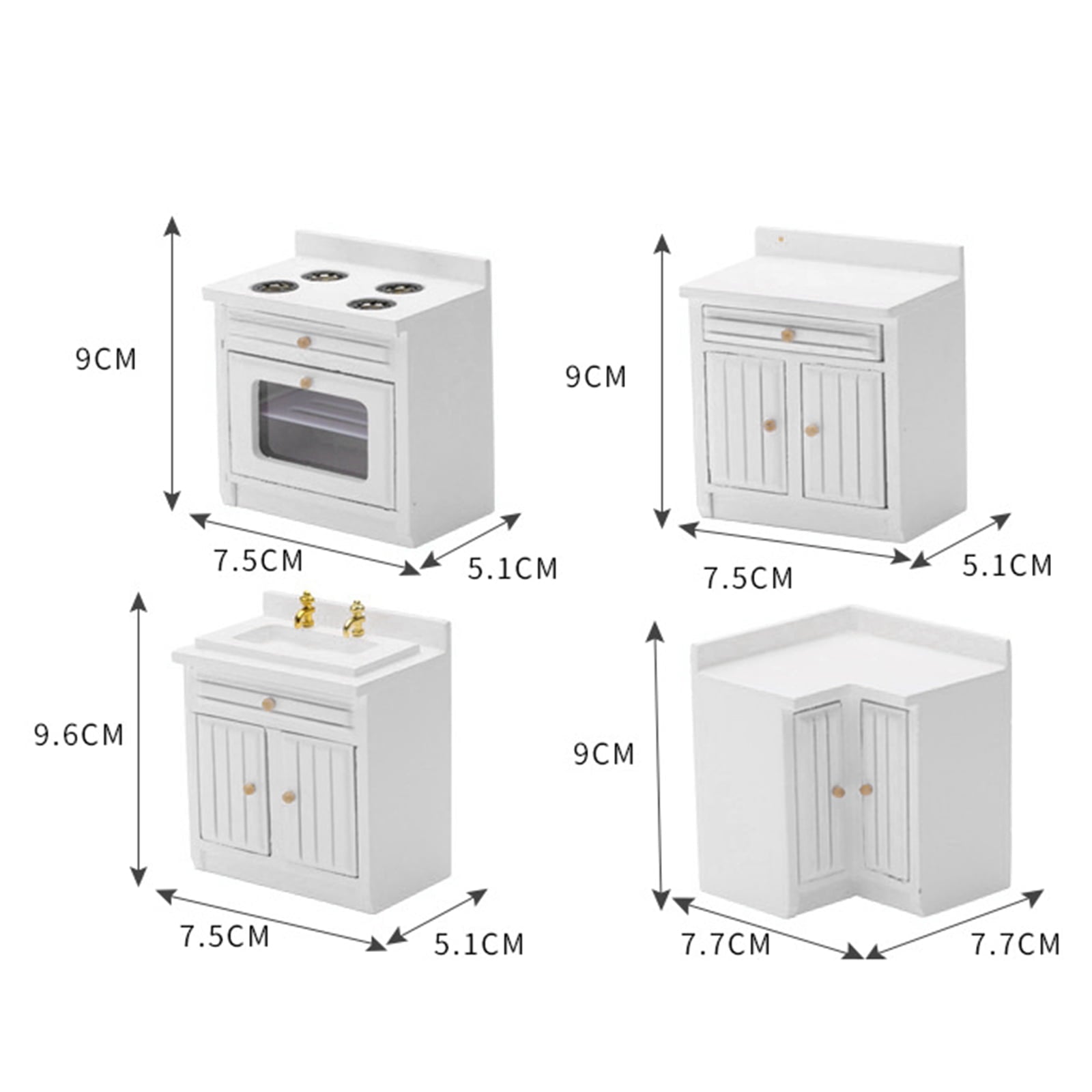 1:12 Dollhouse Miniature Furniture Kitchen Cabinet Cupboard Set