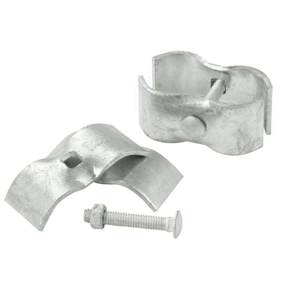 Everbilt 1-38 in. Galvanized Steel Chain Link Fence Panel Clamp with Nuts and Bolts (Sets of 2) 328526EB