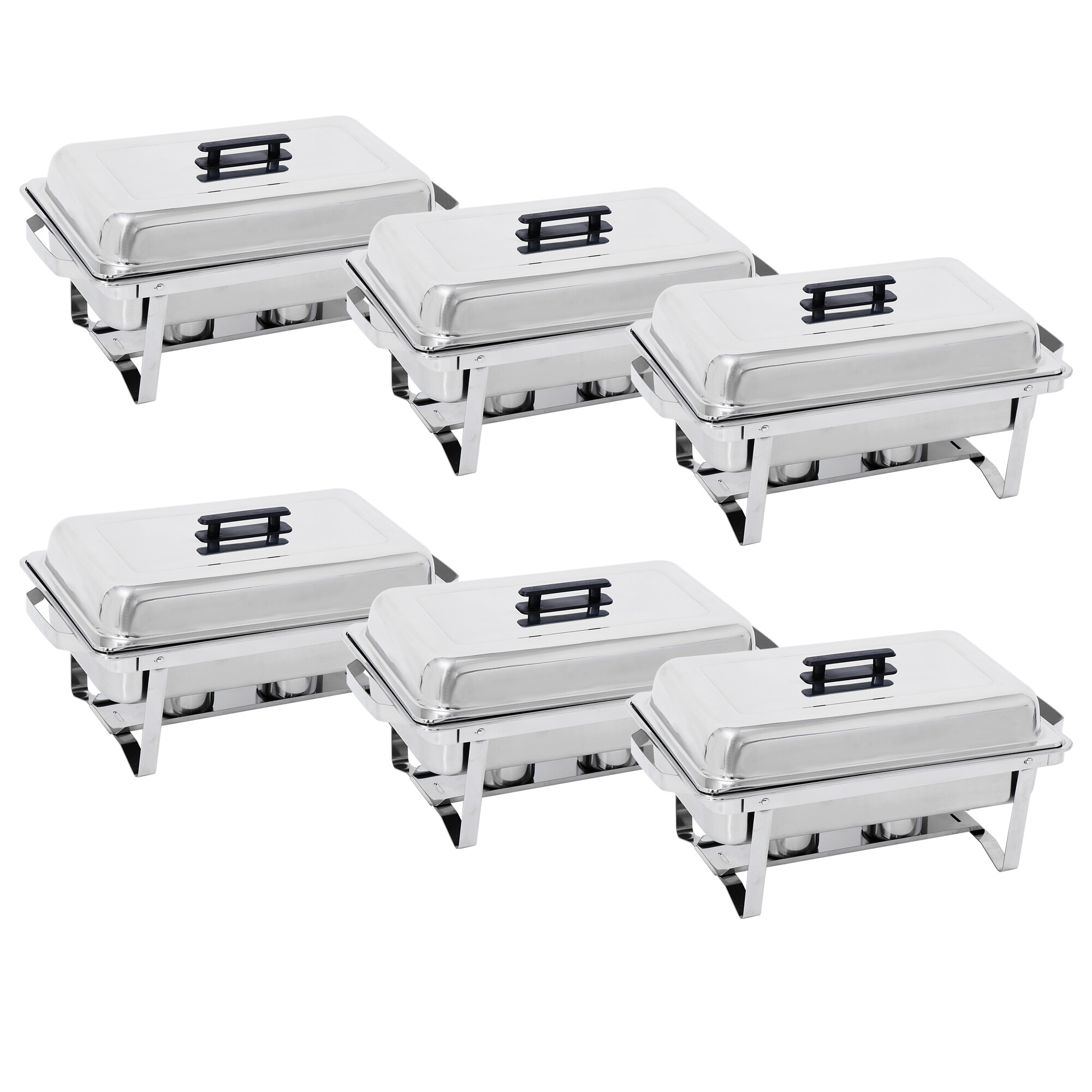 ZENSTYLE 6 Pack 8QT Chafing Dish High-Grade Stainless Steel Pans Catering Full Size Includes Food Pan， Water Pan and Fuel Holders