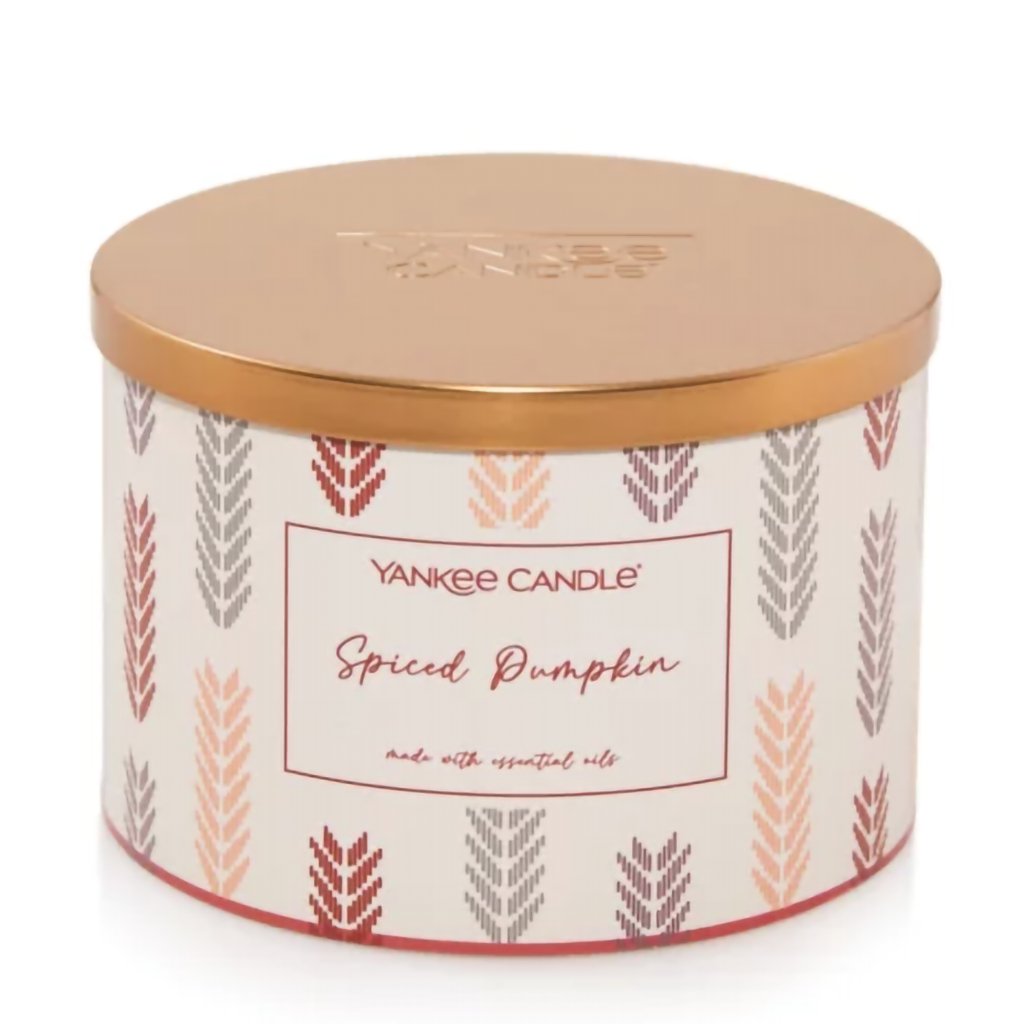 Yankee Candle  Square 3 Wick Candle in Spiced Pumpkin