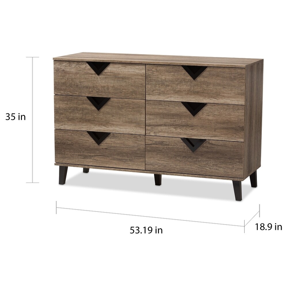 Carson Carrington Dragor Contemporary Light Brown 6 drawer Dresser