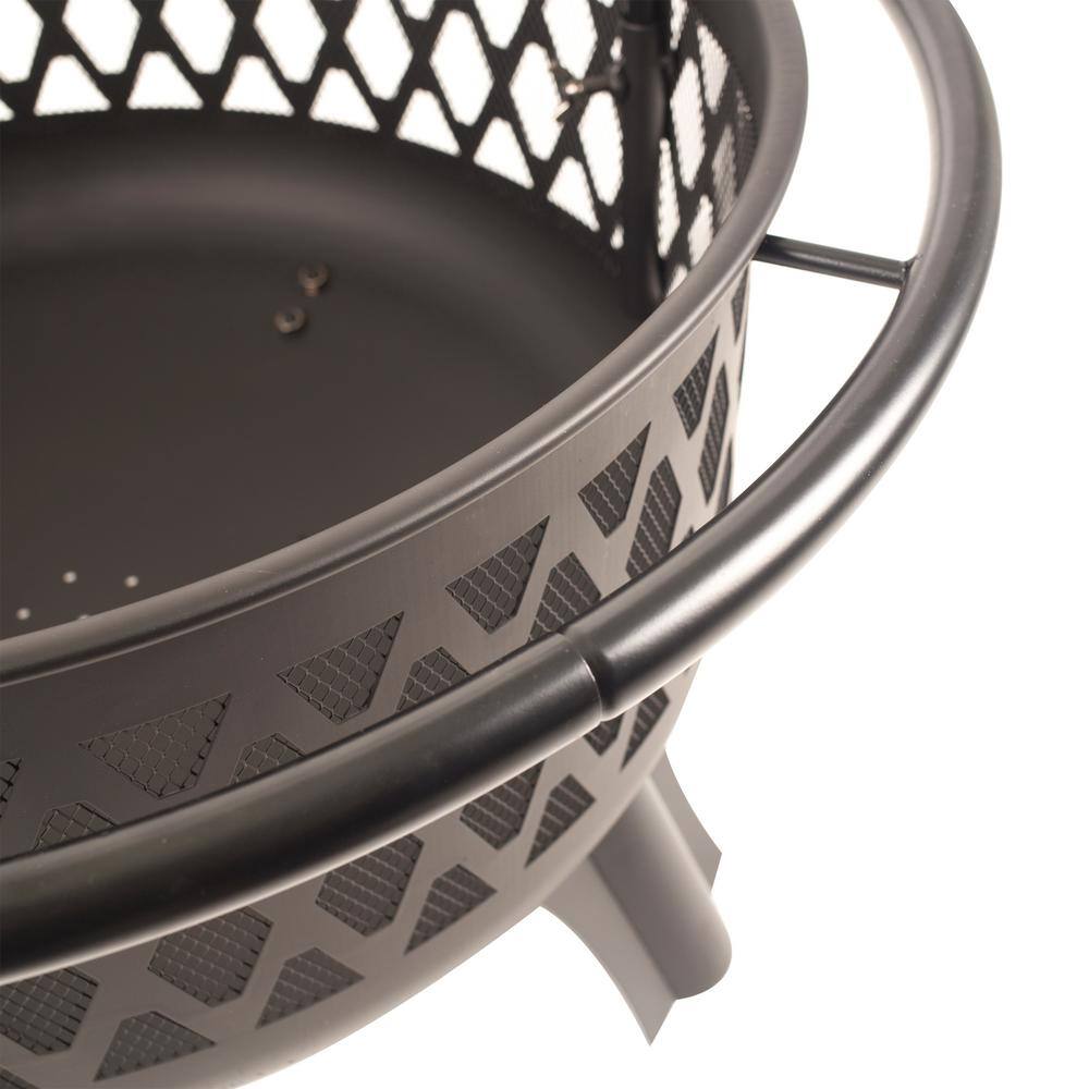 Hampton Bay Piedmont 30 in. Steel Fire Pit in Black with Poker OFW992RA