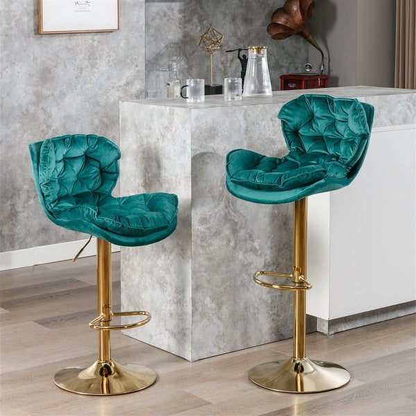 Swivel Velvet Counter Height Adjustable Dining Barstools(Set of 2)