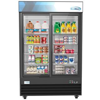 Koolmore 53 in. 45 cu. ft. Commercial Refrigerator Merchandiser 2 Glass Door in Black Stainless Steel CMDR-2D-GL