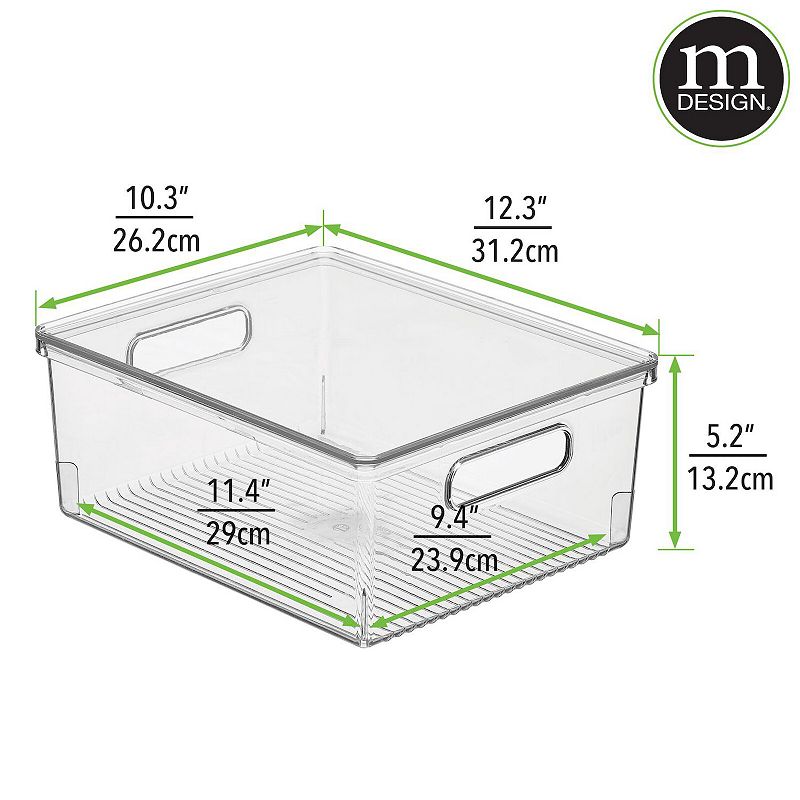 mDesign Large Plastic Stackable Kitchen Storage Box， Handles， Lid， 8 Pack