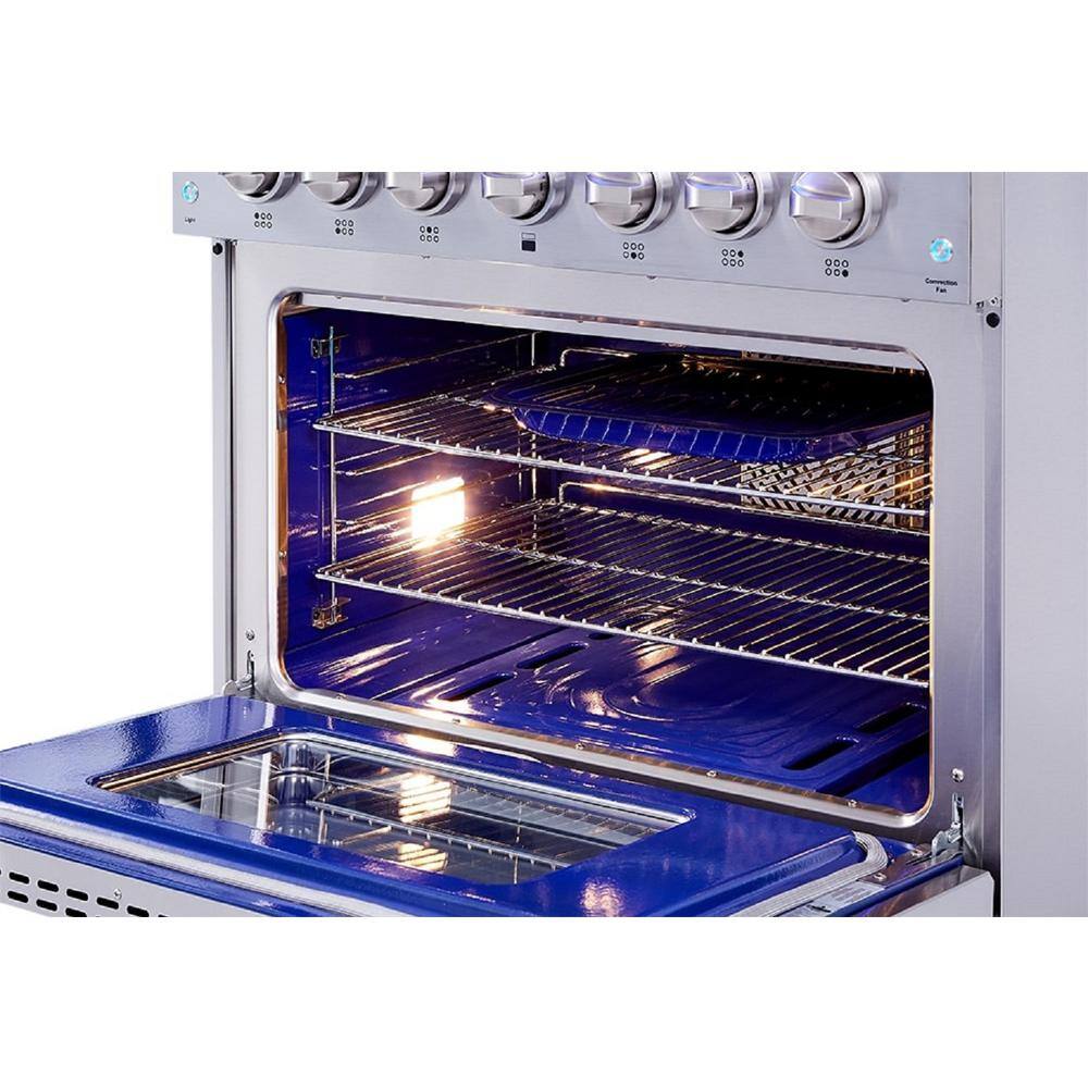 Thor Kitchen Pre-Converted Propane 36 in. 5.2 cu. ft. Oven Dual Fuel Range in Stainless Steel HRD3606ULP