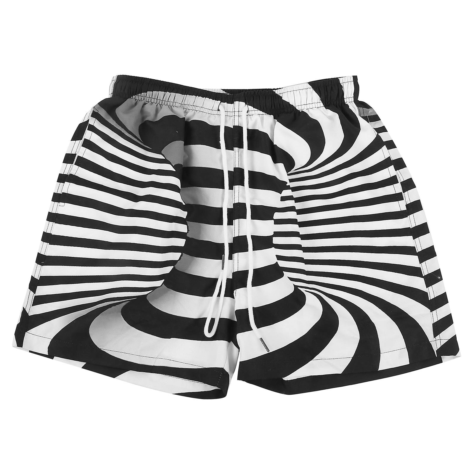 Summer Breathable Beach Shorts Student Black White Stripe Fashionable Casual Shortspicture Color Xl