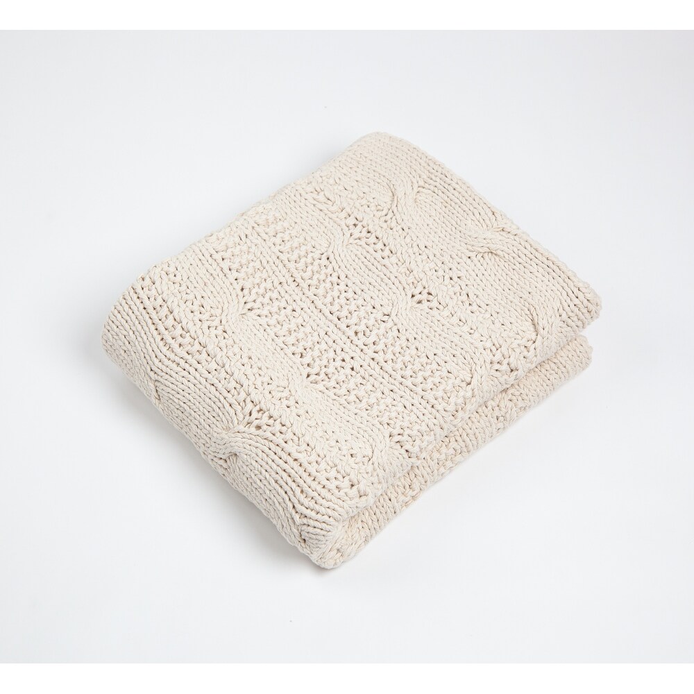 Chima Cotton Natural Knitted Coverlet