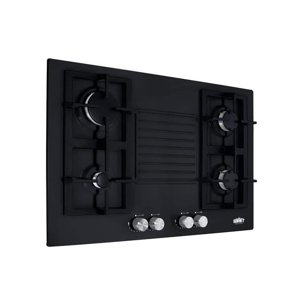 Summit Appliance 30 in Gas Cooktop in Black with 4 Burners