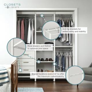 CLOSETS By LIBERTY 46.5 in. W White Adjustable Tower Wood Closet System with 3 Drawers and 7 Shelves HS5400-RW-04