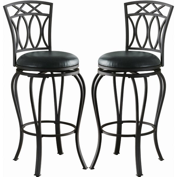 Timeless Design Metal Framed Black Upholstered Swivel Bar Stool