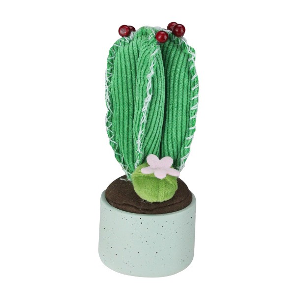 Plush Cactus Artificial Potted Planter Table Top Decoration Green gray