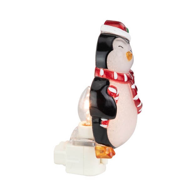 Black And Red Happy Penguin In Santa Hat Christmas Night Light