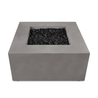 JENSEN CO Matteau 40 in. Square Concrete Composite Propane Fire Table in Flint with Vinyl Cover 141LP-FLNT