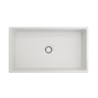 Glacier Bay White Fireclay 33 in. Single Bowl Farmhouse Apron-Front Kitchen Sink with Grid 2ACLB-52-001