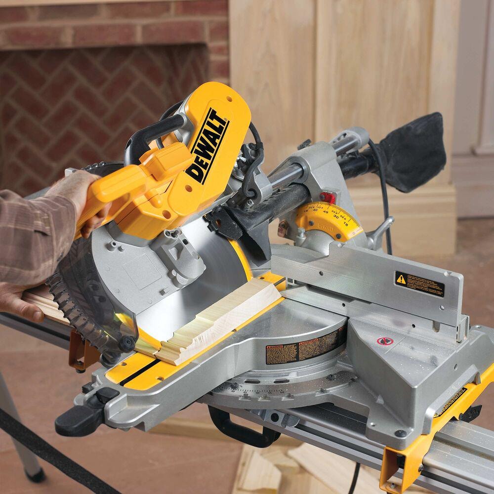 DEWALT 15 Amp Corded 12 in. Double Bevel Sliding Compound Miter Saw, Blade Wrench and Material Clamp DWS779