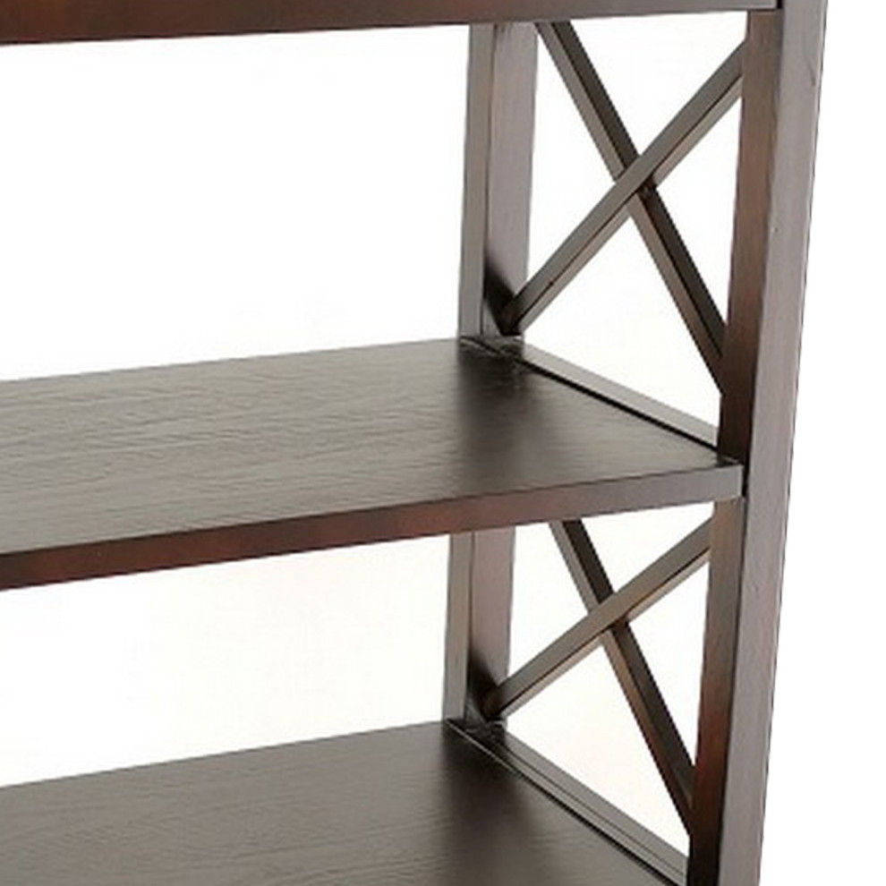 Benzara BM242195 Wooden Storage Rack With 2 Drawers and 2 Shelves  Brown   Transitional   Bookcases   by Uber Bazaar  Houzz