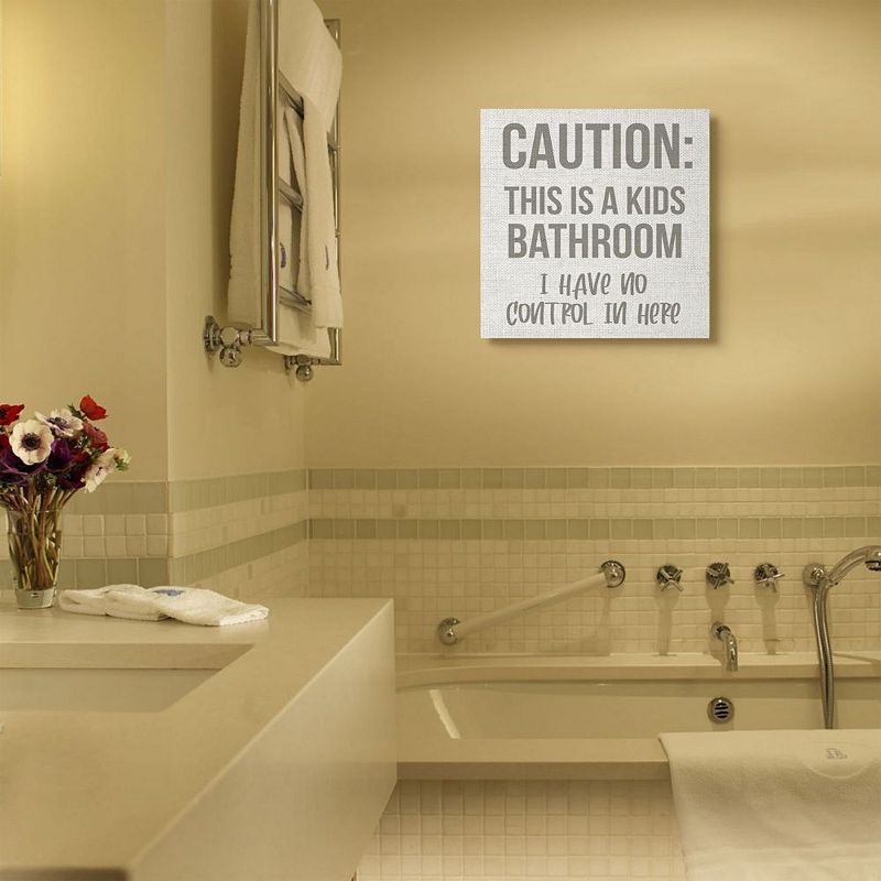 Stupell Home Decor Caution Kids Bathroom Canvas Wall Art