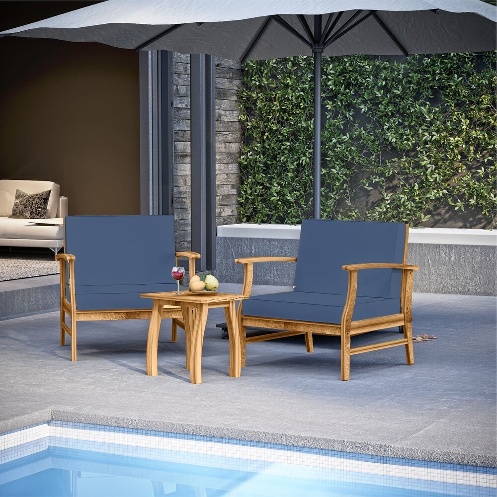 Nestl 3 Piece Acacia Wood Small Patio Furniture Set   Outdoor Patio Bistro Set with Patio Chairs