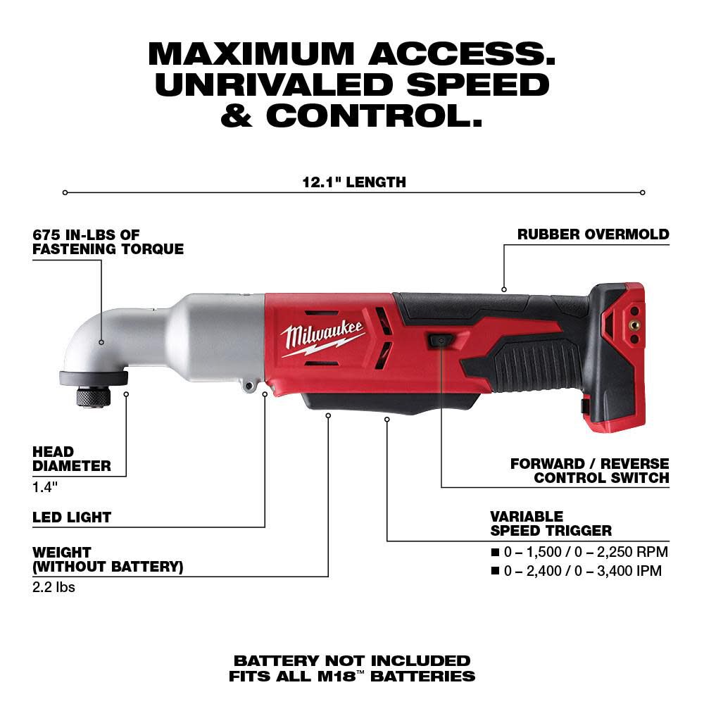 Milwaukee M18 2-Speed 1/4 In. Right Angle Impact Driver 2667-20 from Milwaukee