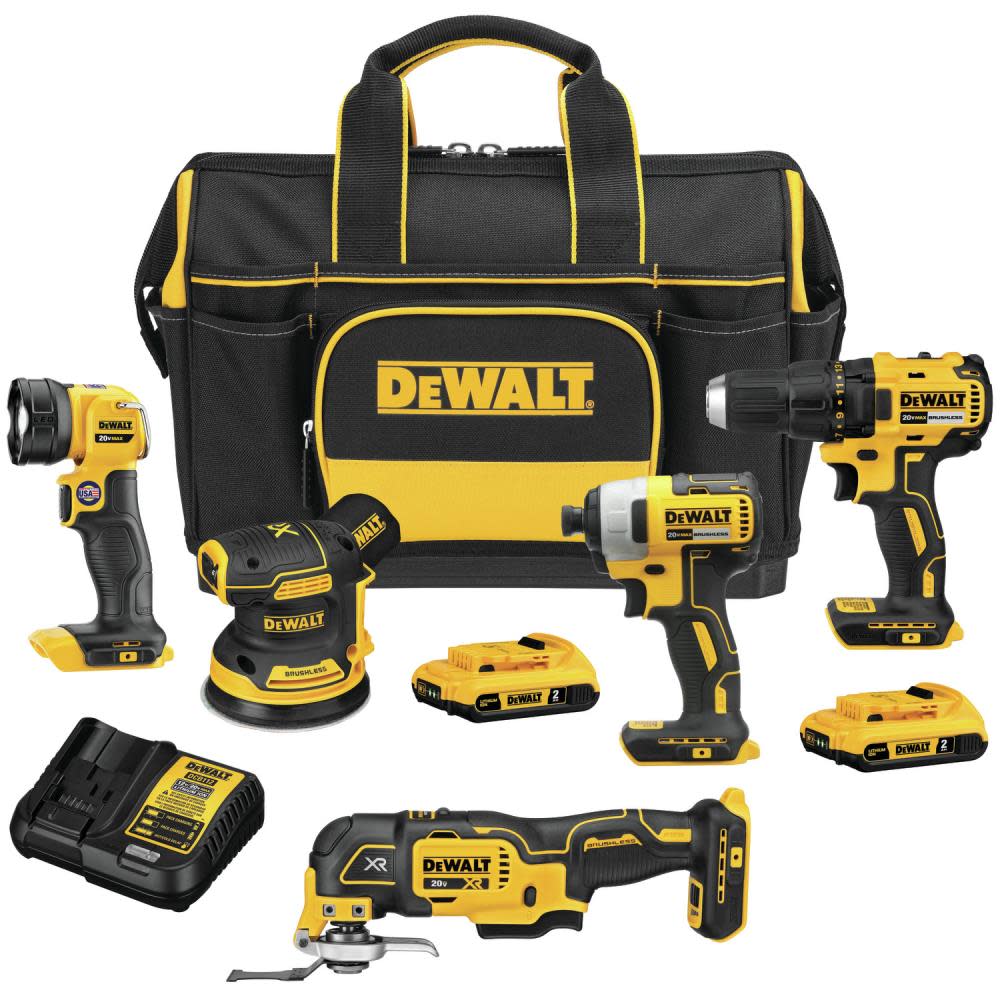 DEWALT 20V MAX Brushless 5-Tool Kit with Soft Storage DCKSS521D2 from DEWALT