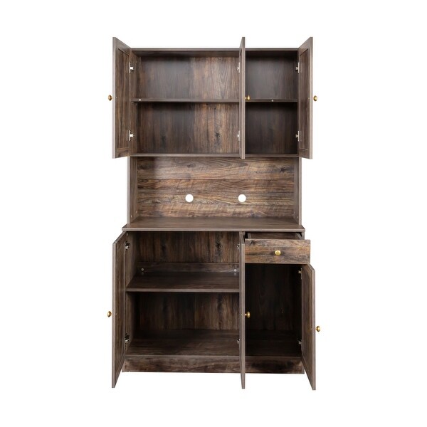 Modern High Wardrobe Cabinet，with 6 Doors，1 Open Shelves and 1 Drawer - - 37310973