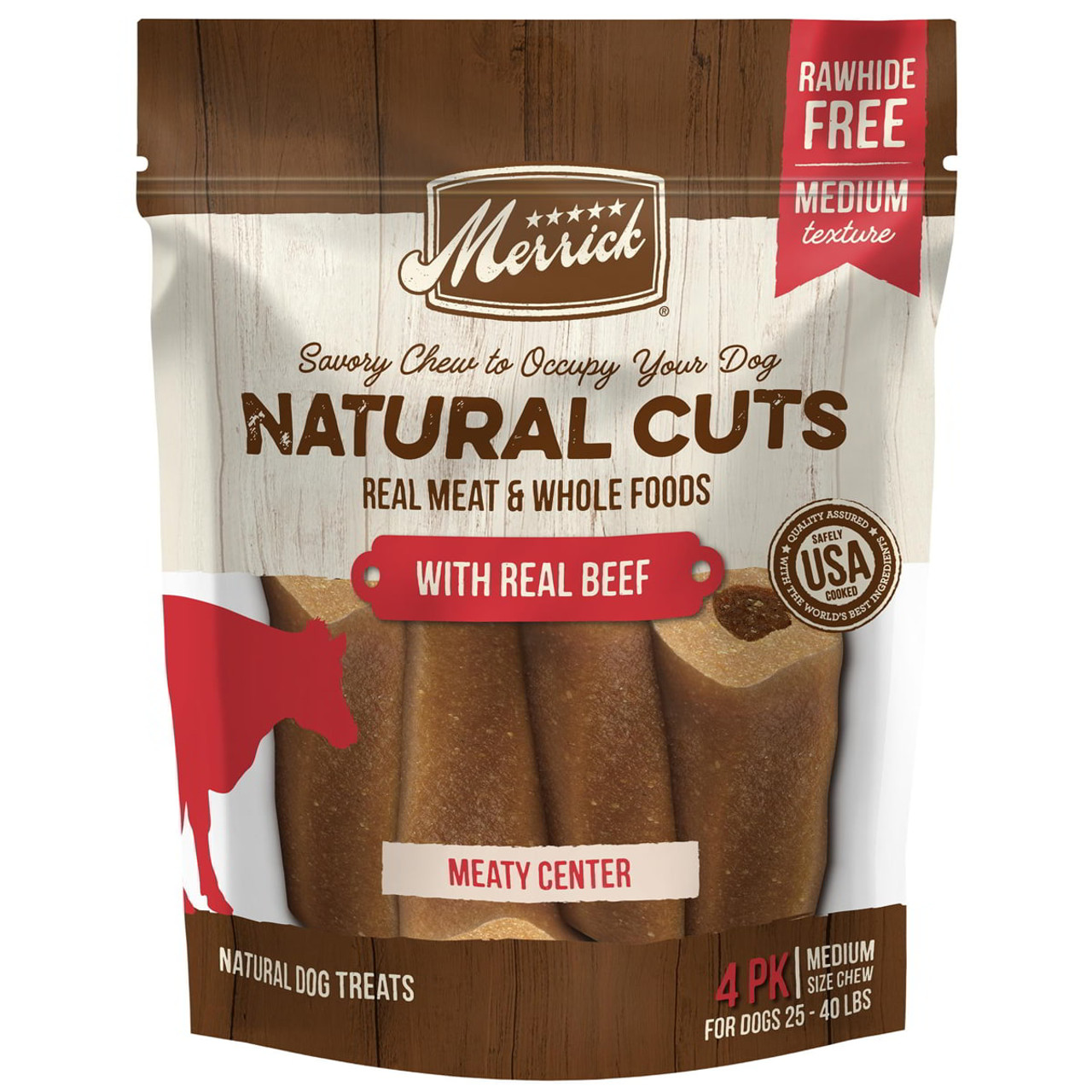 Merrick Natural Cuts - Medium Meaty Center Natural Dog Treats - 4 Count