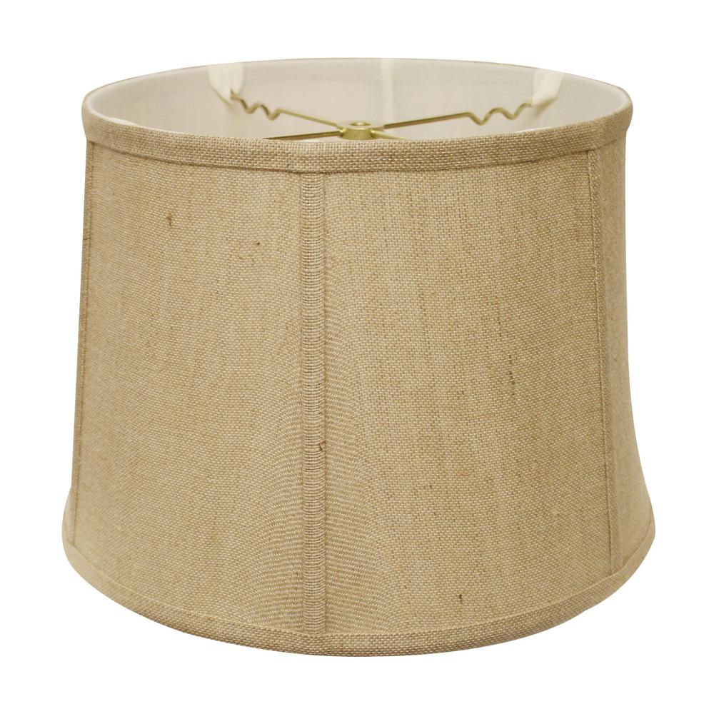 HomeRoots 469756 17 in. Golden Fiber Throwback Drum Burlap Lampshadeand Jute